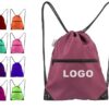 Polyester Customized logo Medium Packsack Printing Promotional Drawstring Bag