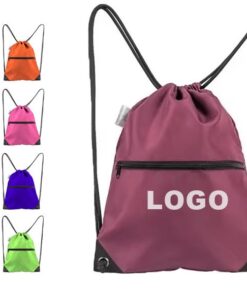 Bolsa promocional con cordón de poliéster, con logotipo personalizado, tamaño mediano