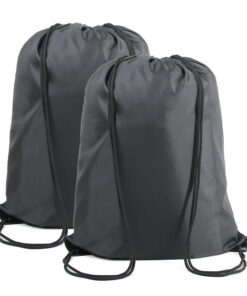 Venta directa de fábrica: bolsa portátil de poliéster y nailon con cordón, mochila plegable e impermeable de color negro con cordón
